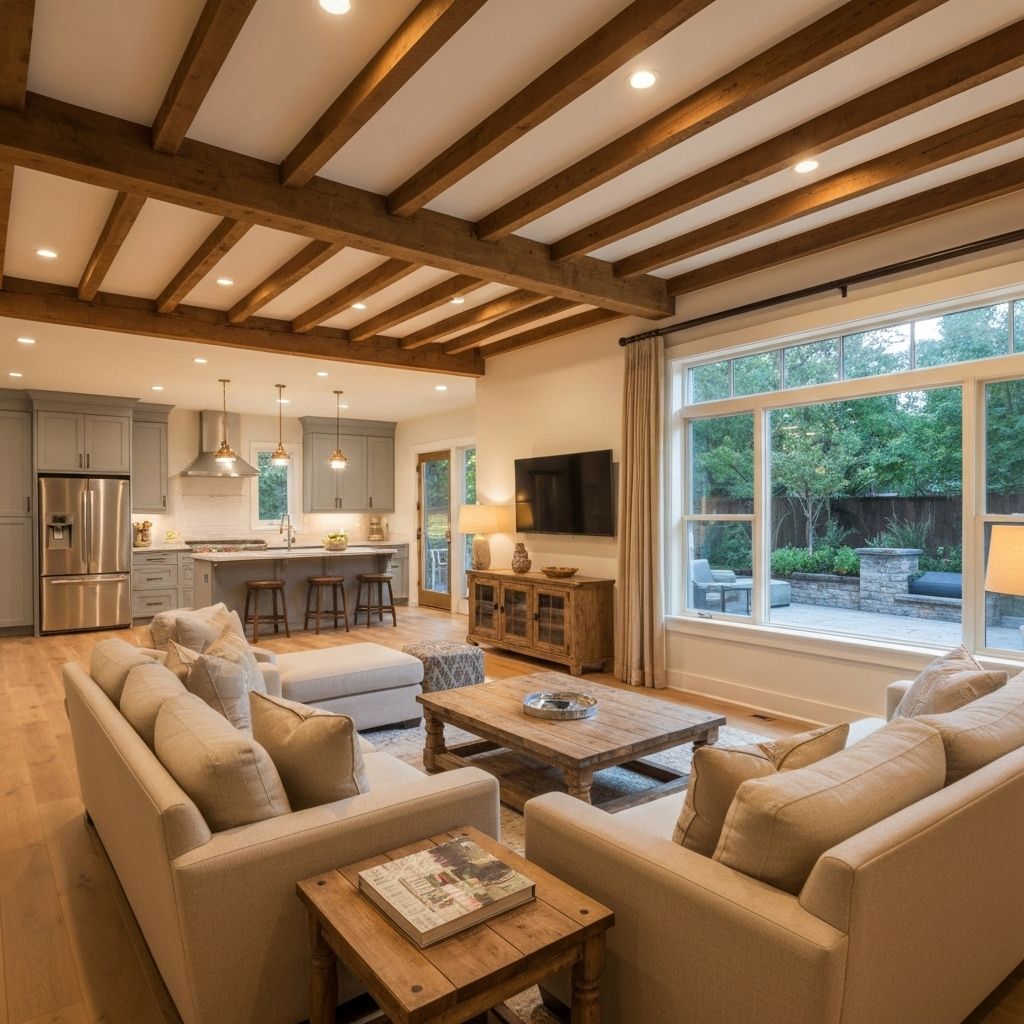 Beautiful finished home renovation with warm lighting